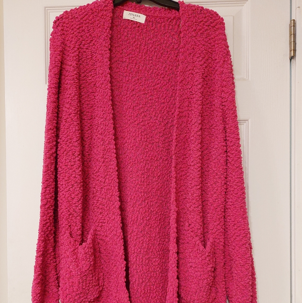 Womens Zenana XL pink popcorn cardigan